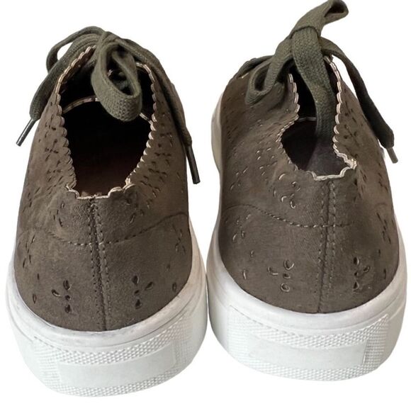 LOFT Olive Green Suede Eyelet Perforated Lace Up Sneaker Size 7.5 - Picture 7 of 10